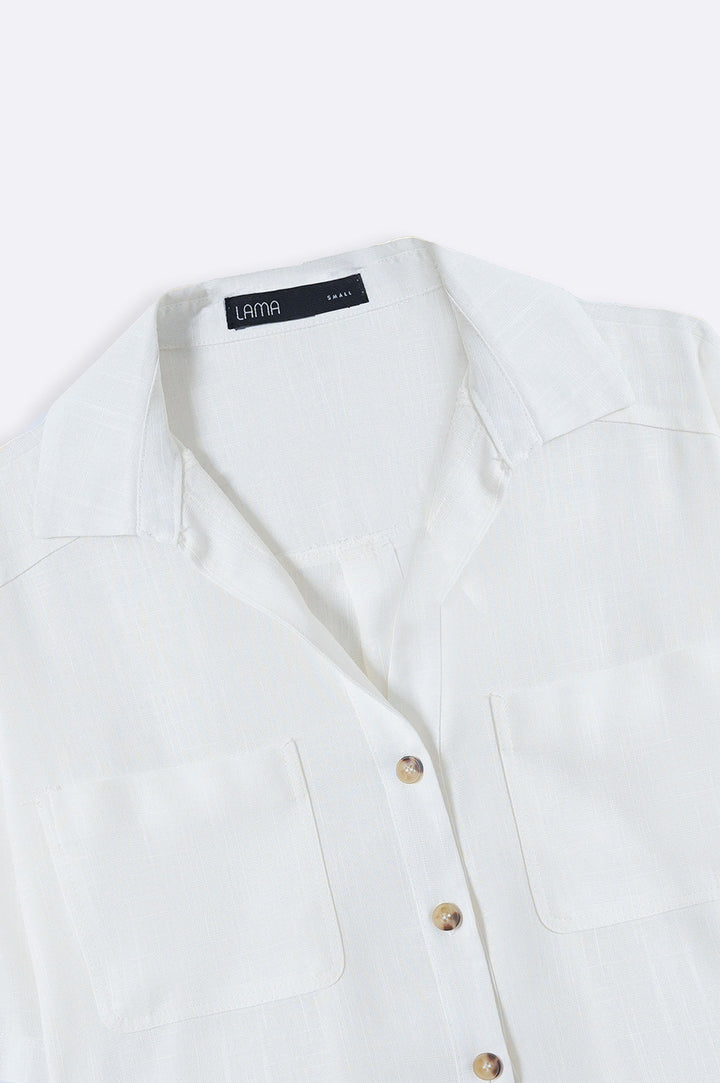 WHITE CROPPED BUTTON DOWN