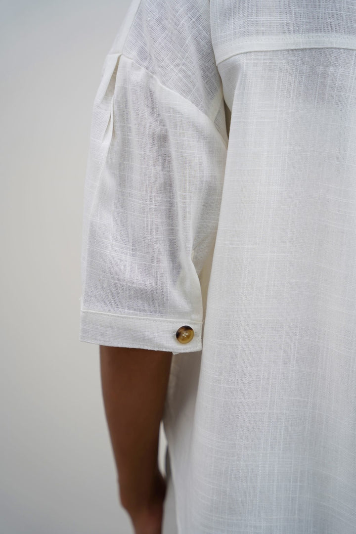 WHITE CROPPED BUTTON DOWN