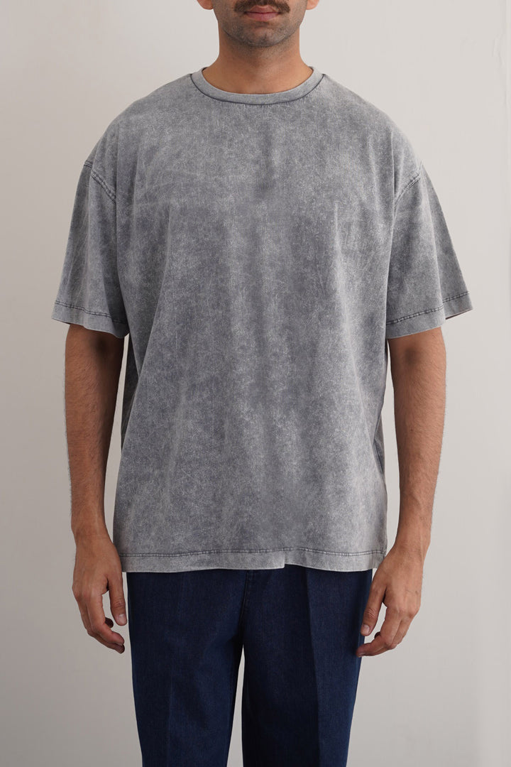 GREY WASHED LOOSE FIT T-SHIRT