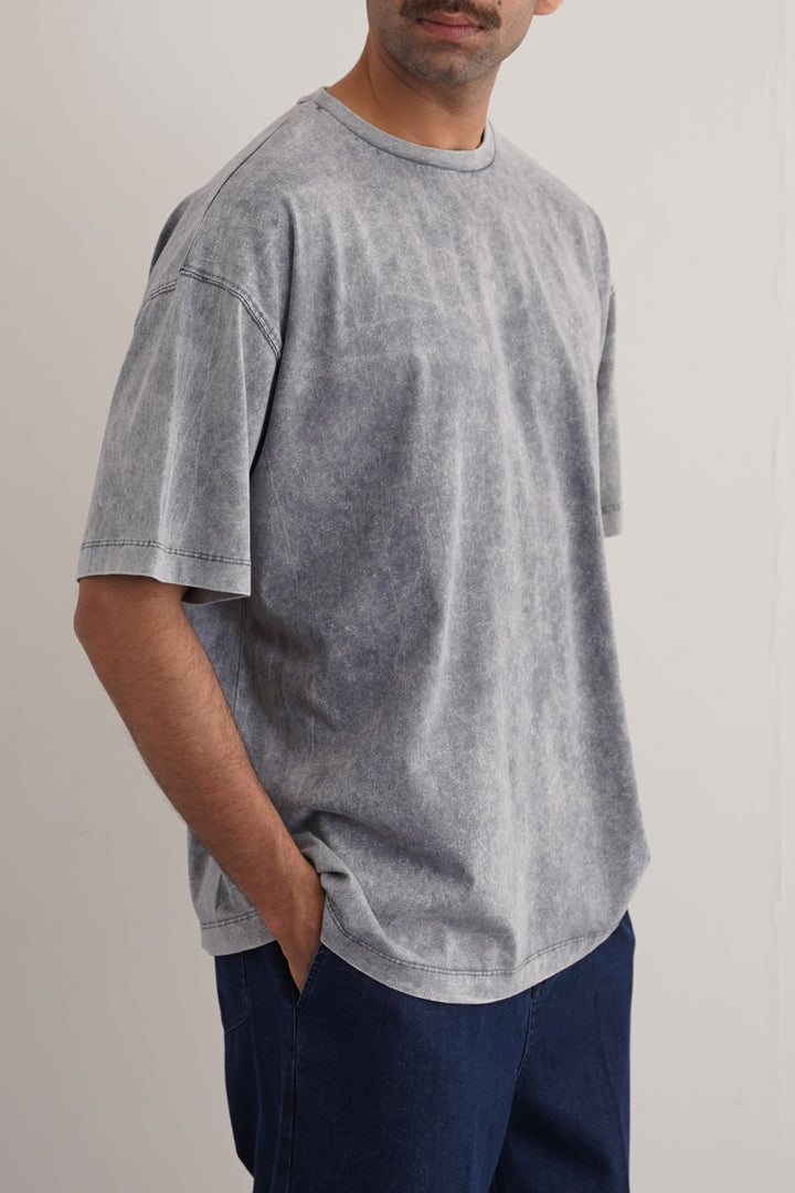 GREY WASHED LOOSE FIT T-SHIRT
