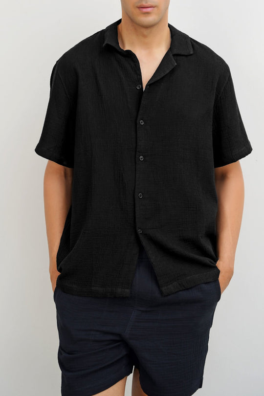 CHARCOAL MUSLIN SAFARI SHIRT