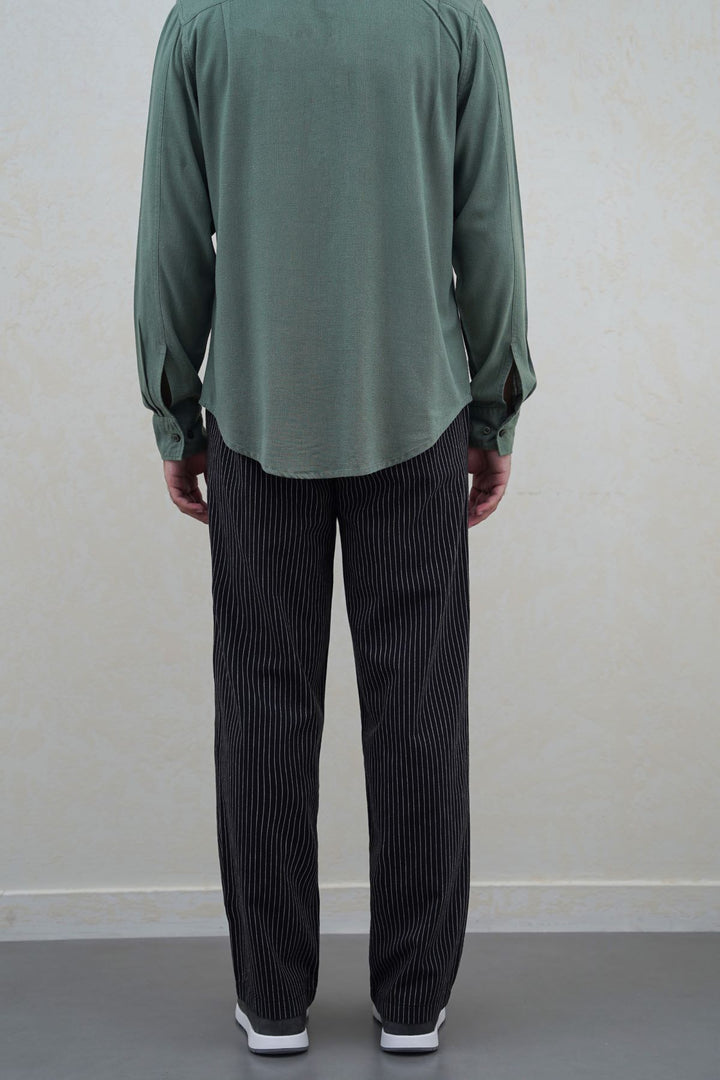 BLACK EASY PINSTRIPE TROUSERS