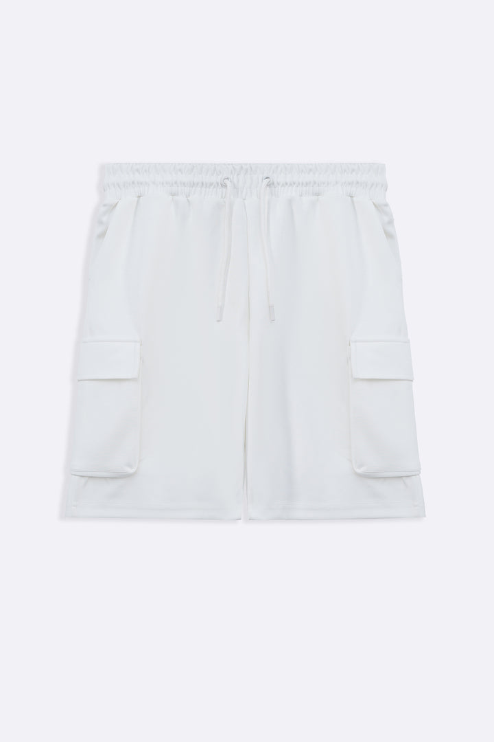 WHITE NEOPRENE CARGO SHORTS
