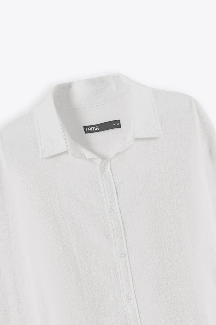 WHITE SEERSUCKER BUTTON DOWN SHIRT