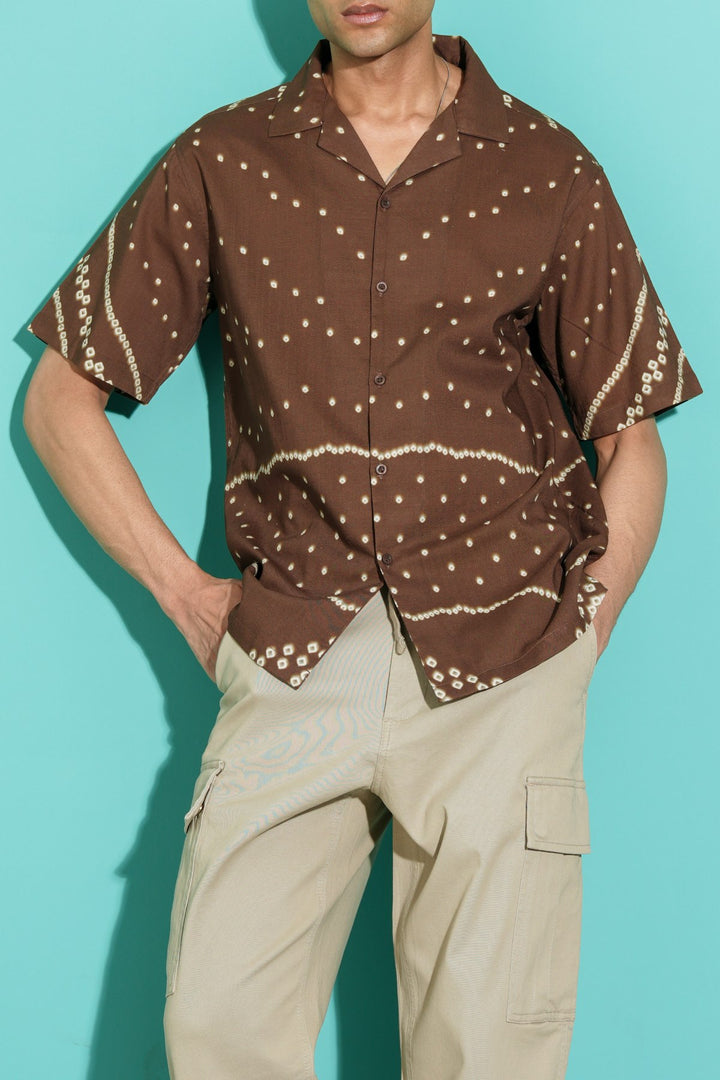 BROWN BANDHNI SAFARI SHIRT