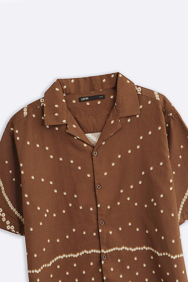 BROWN BANDHNI SAFARI SHIRT