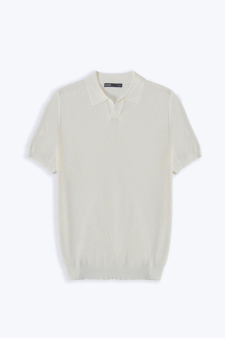 WHITE REFINED KNIT POLO