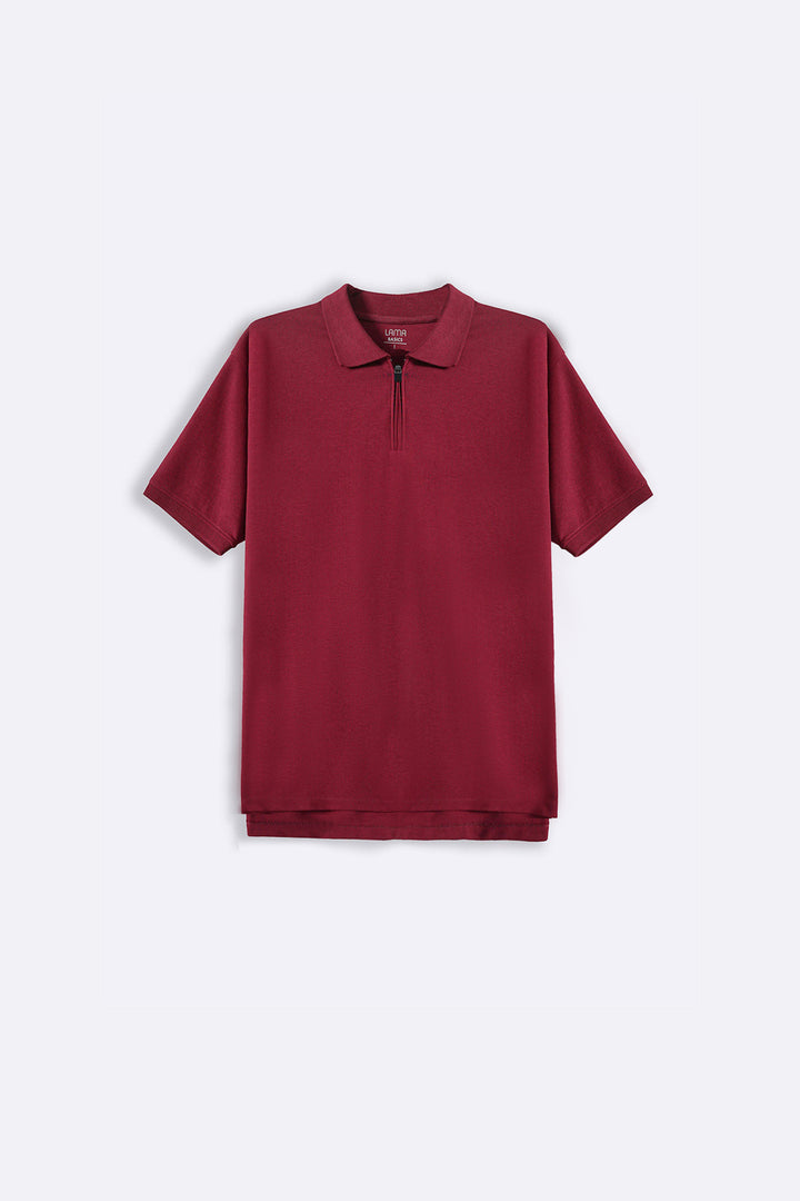 MAROON QUARTER ZIP POLO