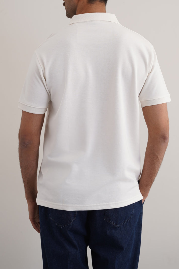 OFF WHITE QUARTER ZIP POLO