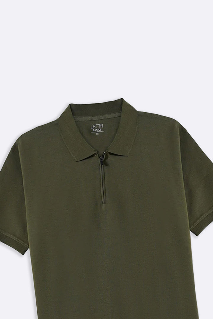 OLIVE QUARTER ZIP POLO