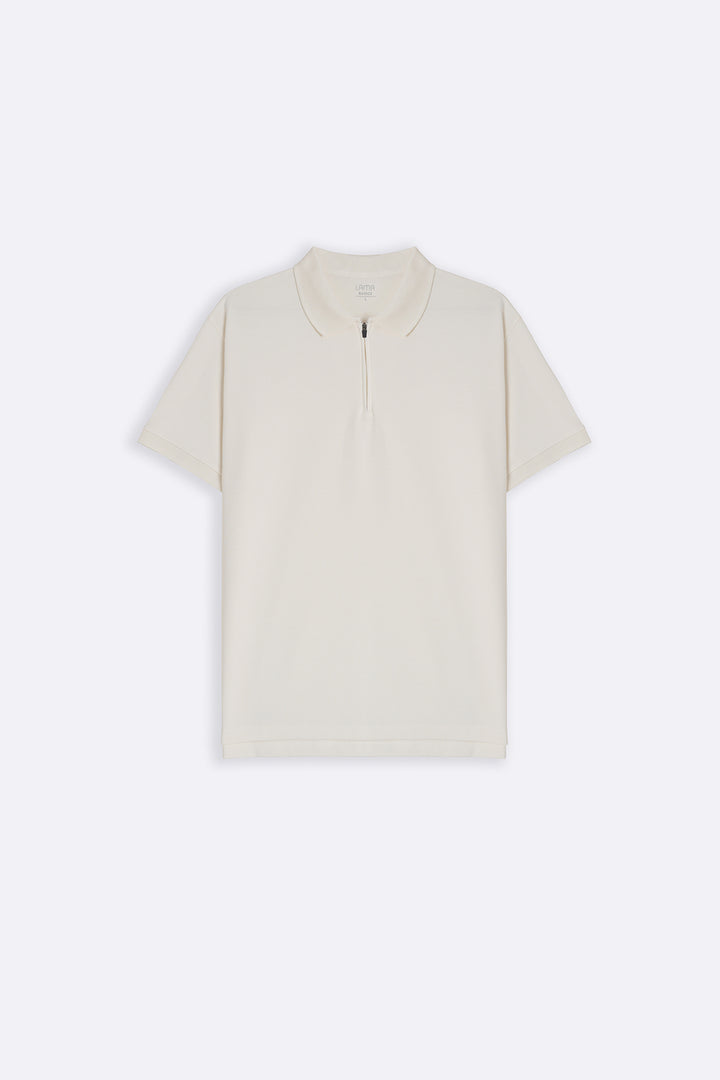 OFF WHITE QUARTER ZIP POLO