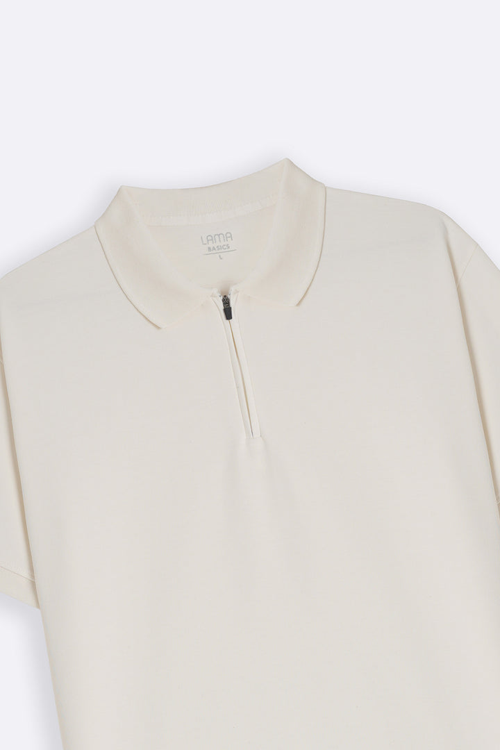OFF WHITE QUARTER ZIP POLO
