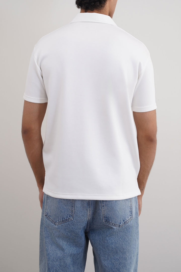 WHITE ZIPPER POLO