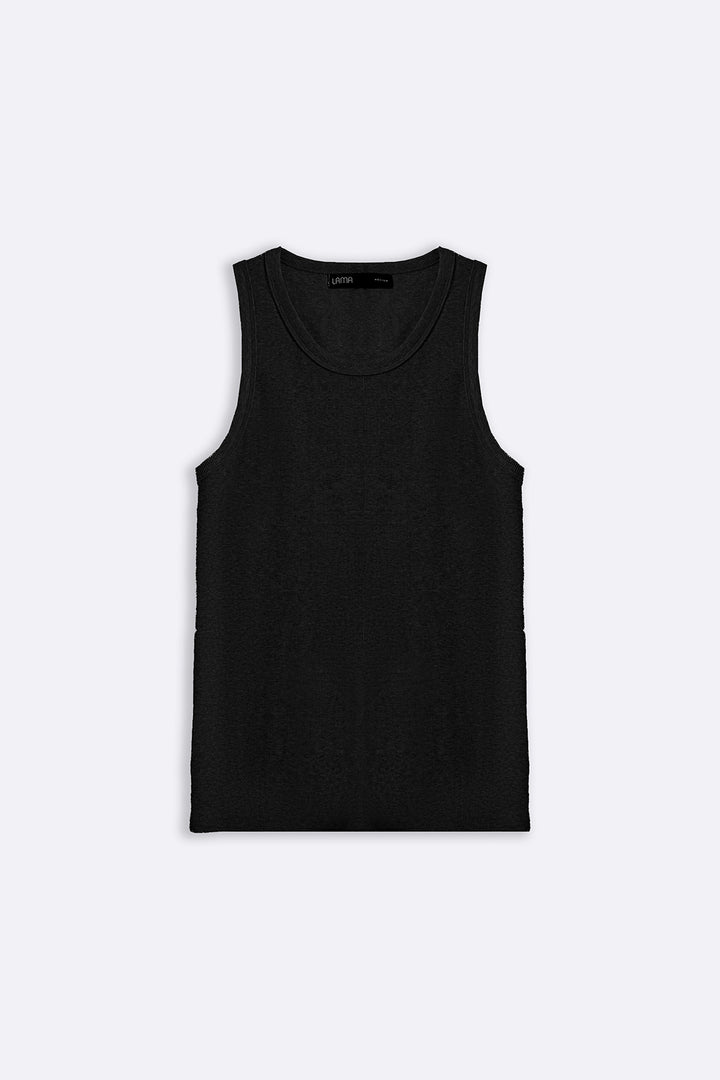BLACK RIBBED TANK TOP