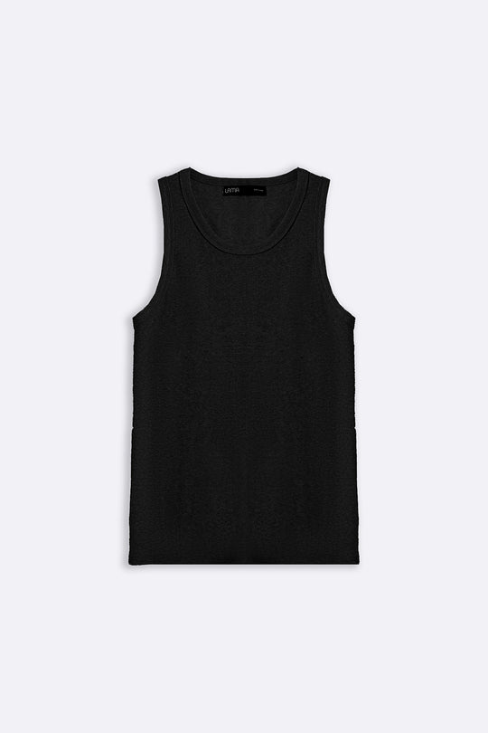 BLACK RIBBED TANK TOP