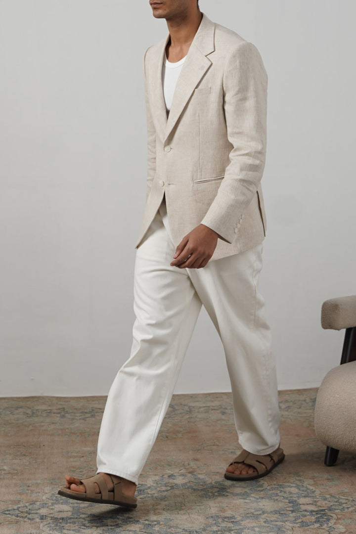 BEIGE PURE LINEN BLAZER