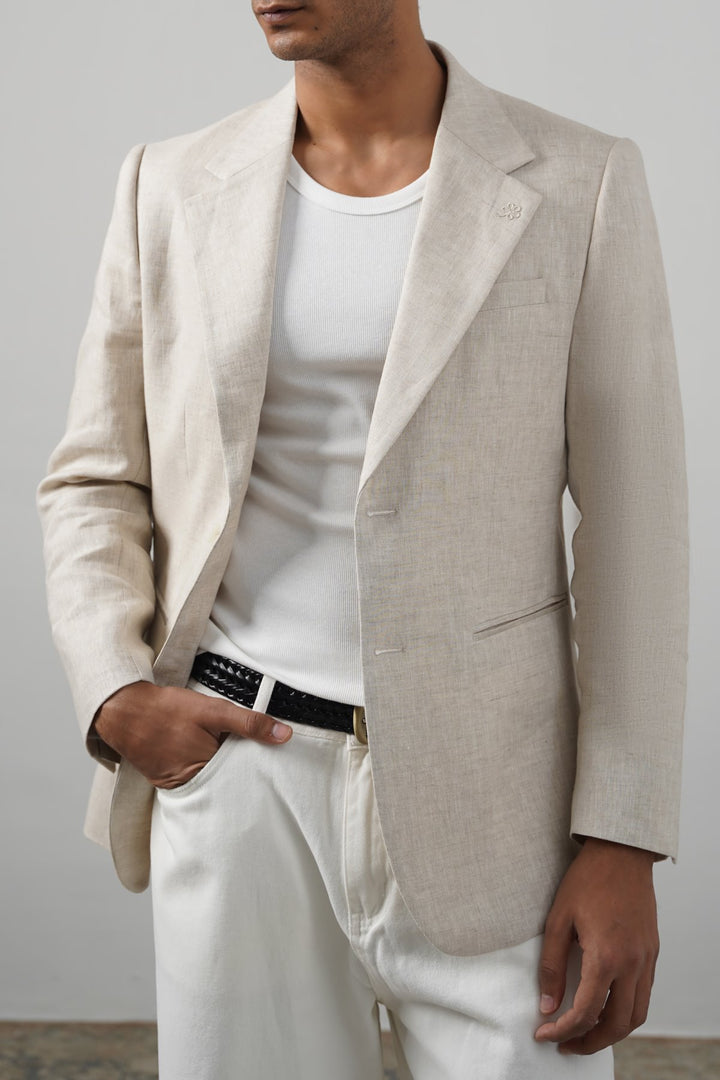 BEIGE PURE LINEN BLAZER