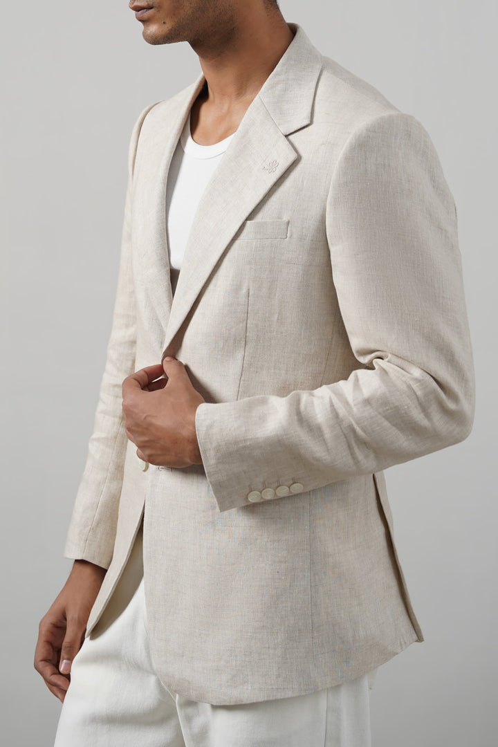 BEIGE PURE LINEN BLAZER