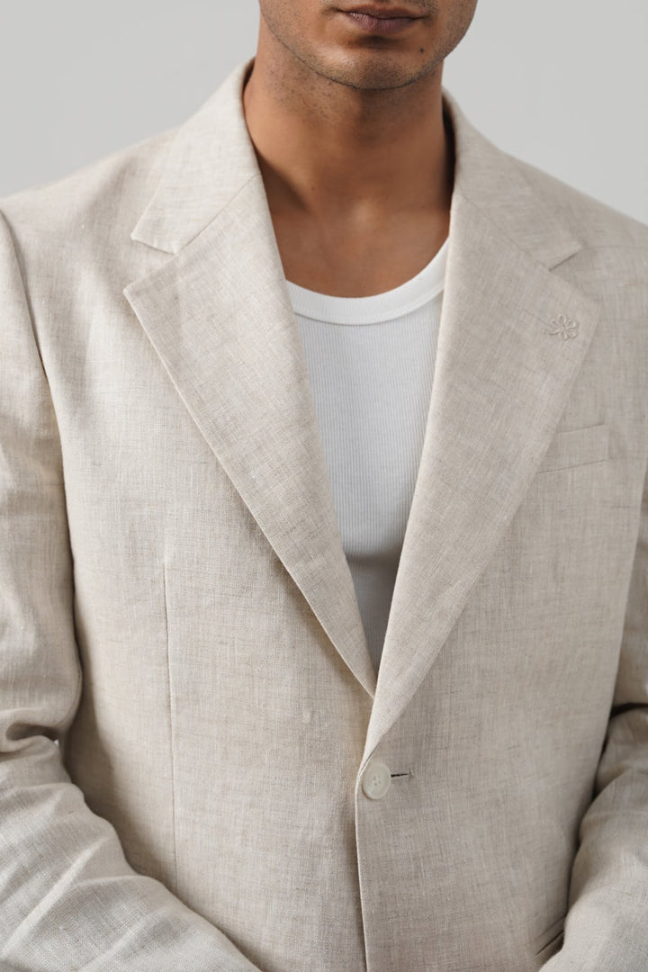 BEIGE PURE LINEN BLAZER