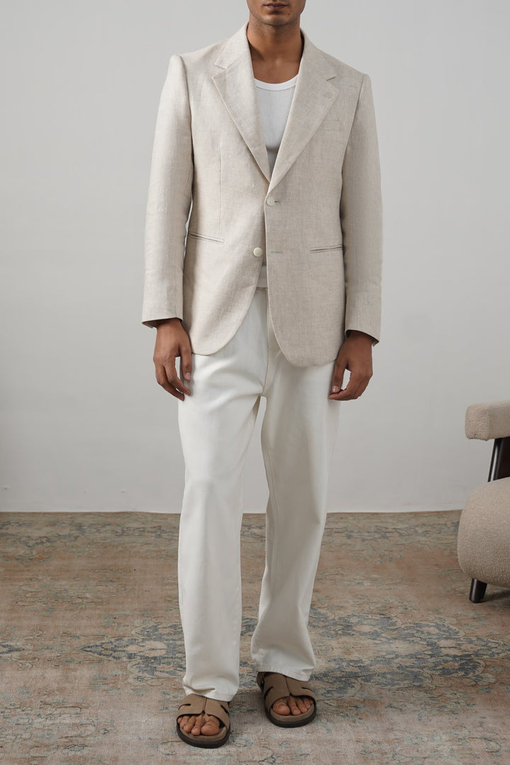 BEIGE PURE LINEN BLAZER