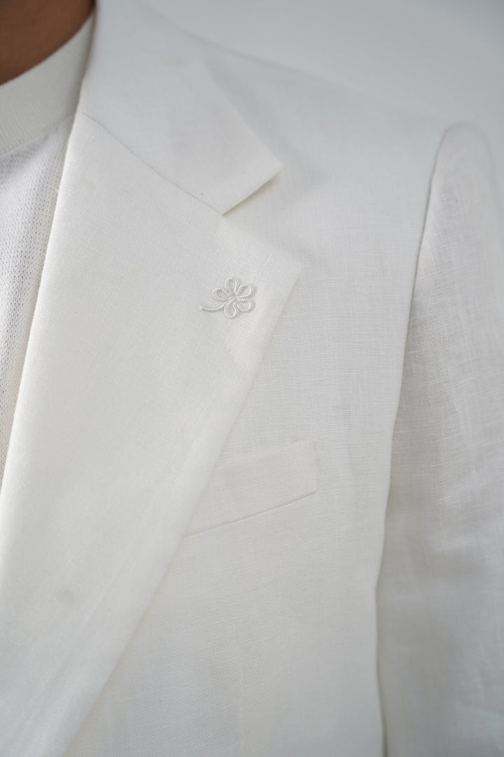 WHITE PURE LINEN BLAZER