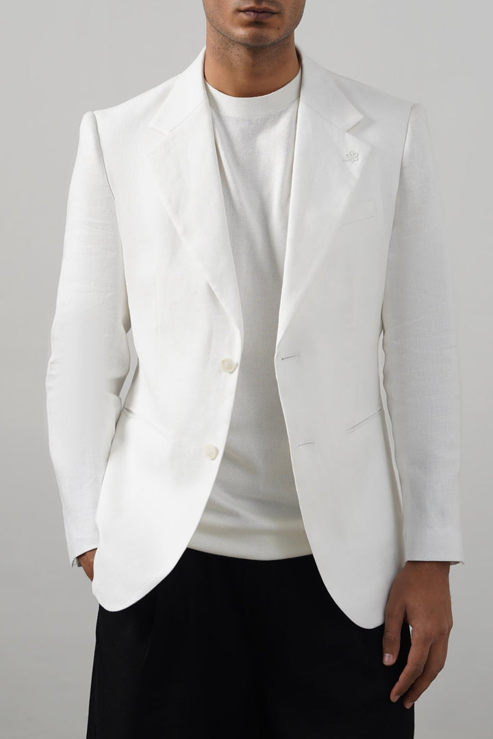 WHITE PURE LINEN BLAZER