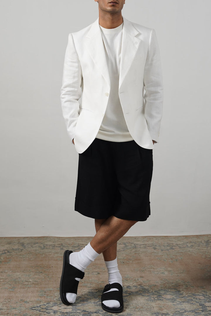WHITE PURE LINEN BLAZER