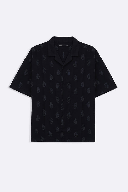 BLACK SCREEN PRINT SAFARI SHIRT
