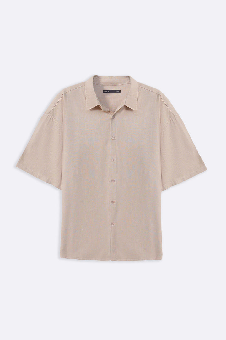 BEIGE HALF SLEEVES RESORT SHIRT