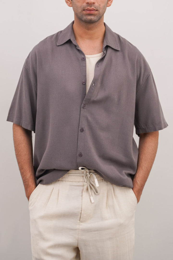 DARK GREY HALF SLEEVES RESORT SHIRT