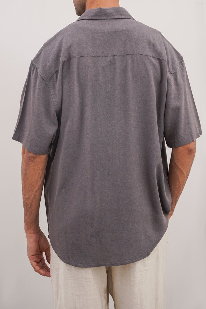 DARK GREY HALF SLEEVES RESORT SHIRT