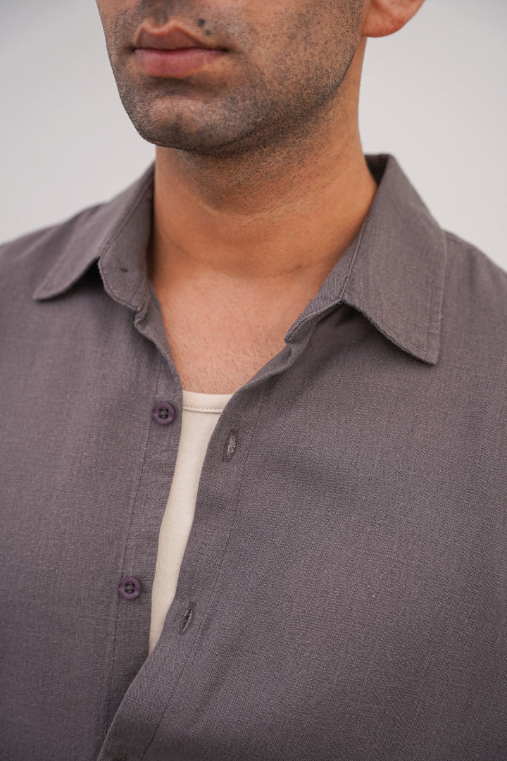 DARK GREY HALF SLEEVES RESORT SHIRT