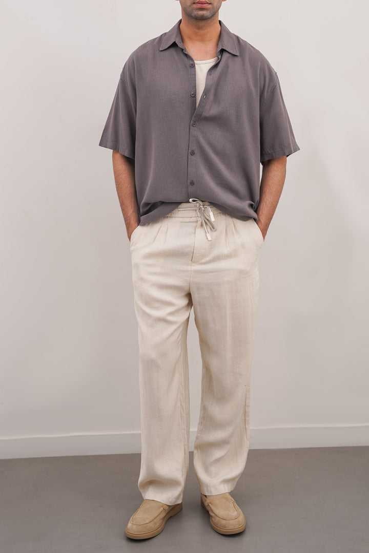 DARK GREY HALF SLEEVES RESORT SHIRT