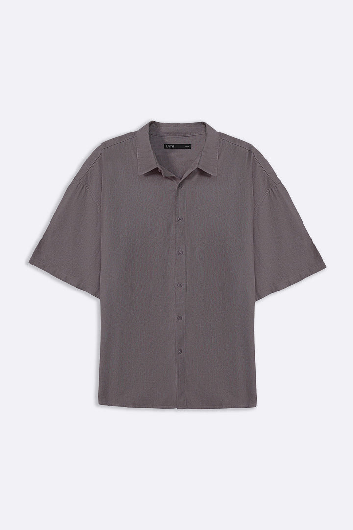 DARK GREY HALF SLEEVES RESORT SHIRT
