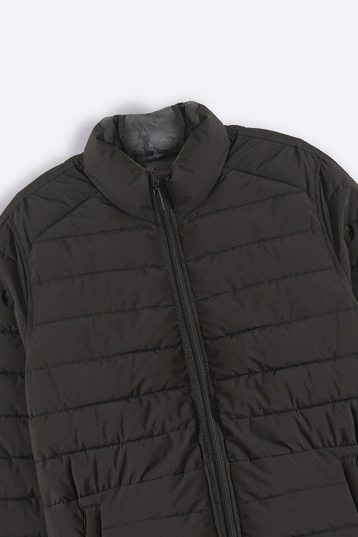 BLACK REVERSIBLE PUFFER JACKET