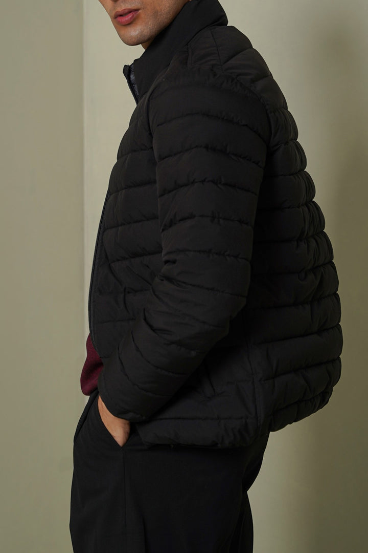 BLACK REVERSIBLE PUFFER JACKET
