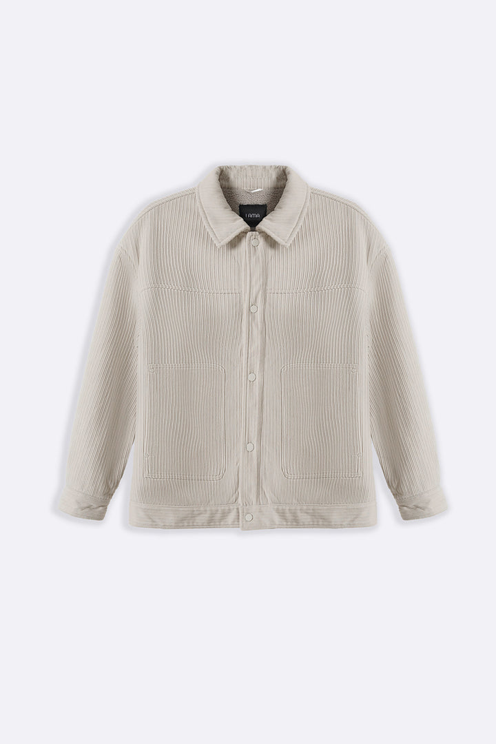 CREAM-FUR-LINED CORDUROY JACKET