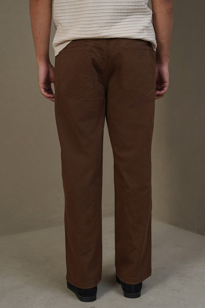 BROWN RELAXED TWILL PANTS