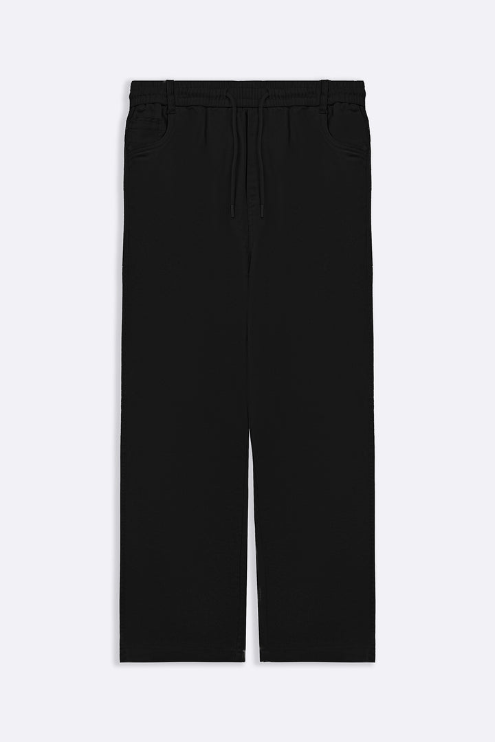 BLACK RELAXED TWILL PANTS