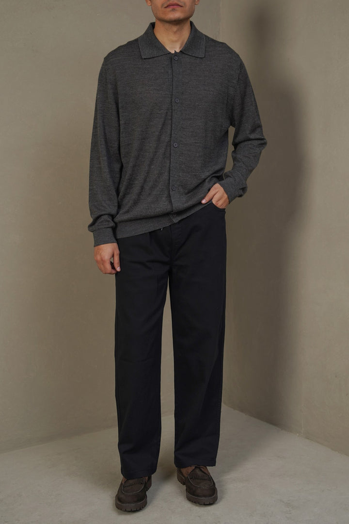 BLACK RELAXED TWILL PANTS