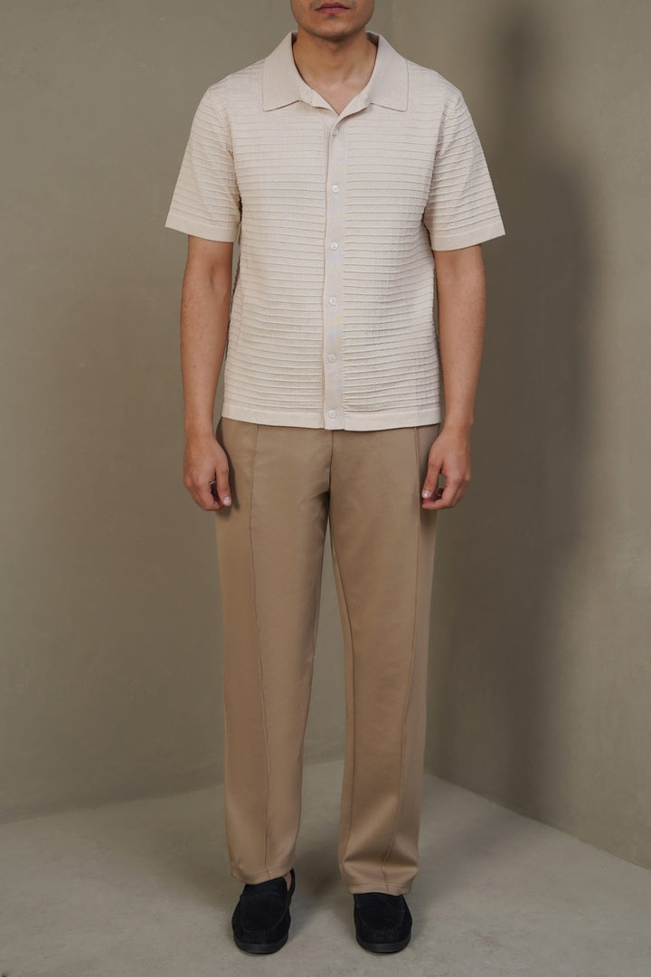 KHAKI EASY PLEATED TROUSERS