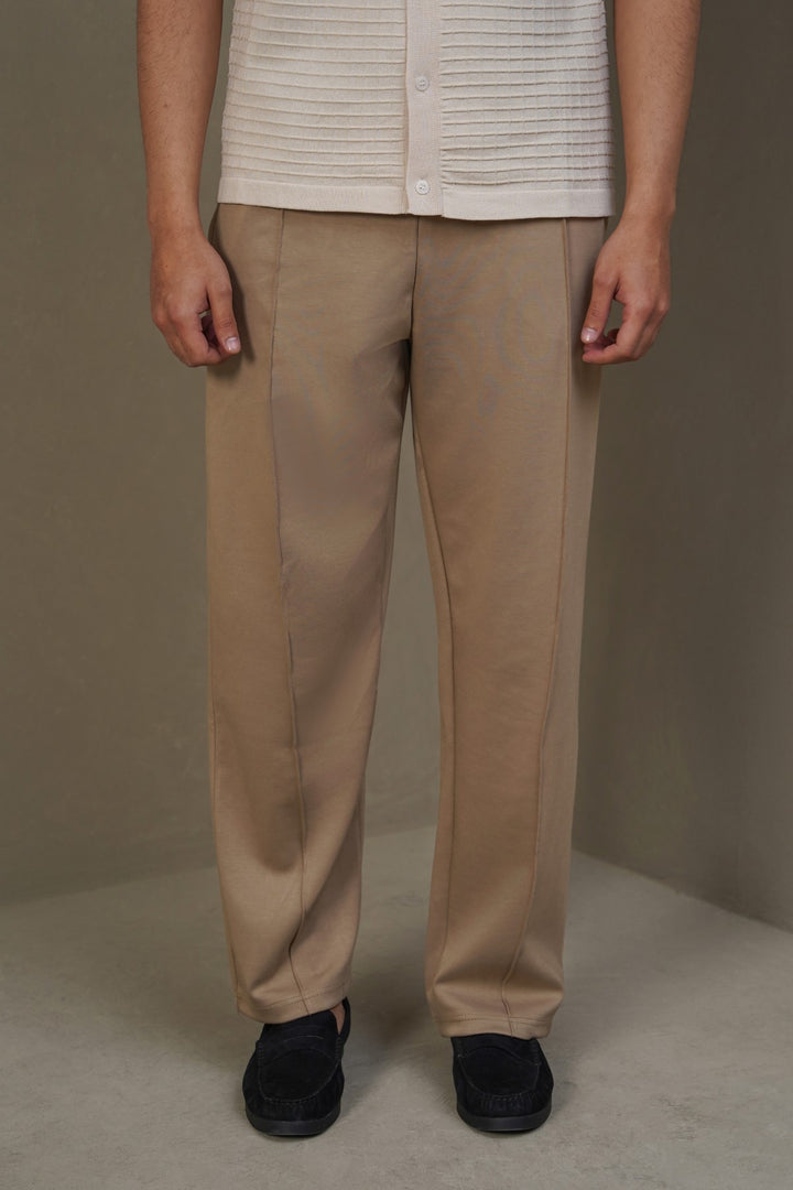 KHAKI EASY PLEATED TROUSERS