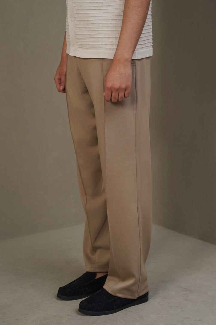 KHAKI EASY PLEATED TROUSERS