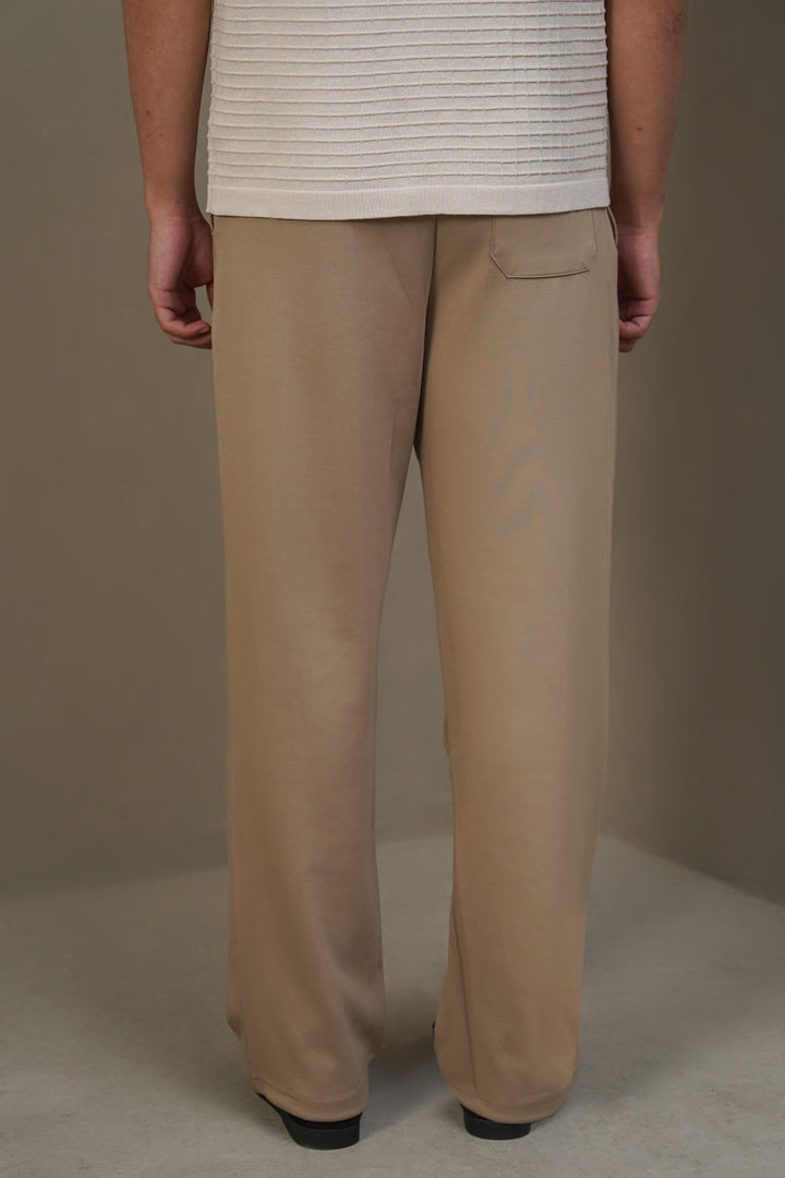 KHAKI EASY PLEATED TROUSERS