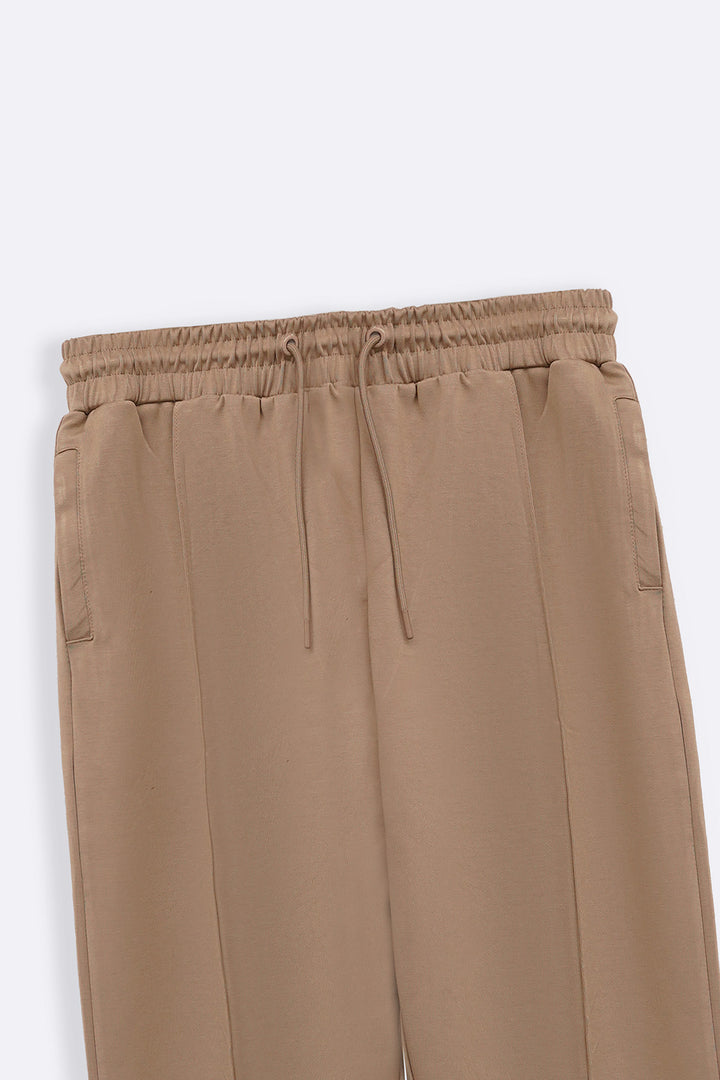 KHAKI EASY PLEATED TROUSERS