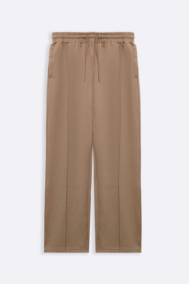 KHAKI EASY PLEATED TROUSERS