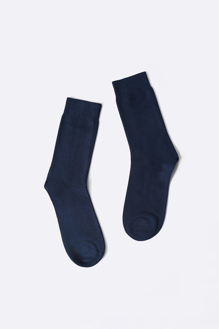 NAVY CREW LENGTH COTTON SOCKS