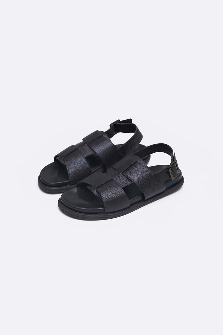 DARK BROWN CLASSIC LEATHER SANDALS