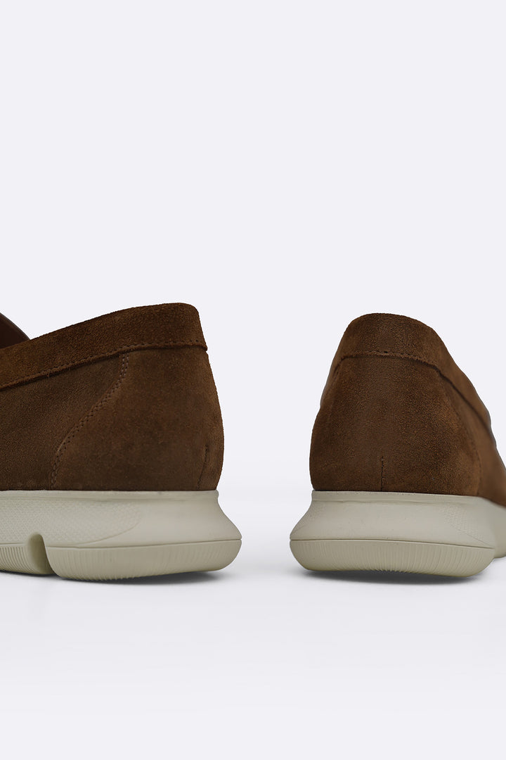 BROWN AIR-SOLE SUEDE LOAFERS