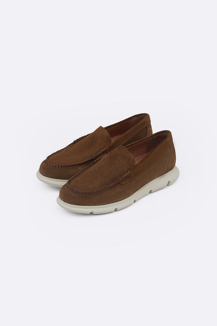 BROWN AIR-SOLE SUEDE LOAFERS